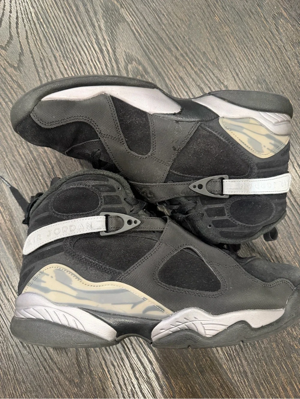 Nike Air Jordan 8 Retro Black Gunsmoke Metallic Silver size 10.5